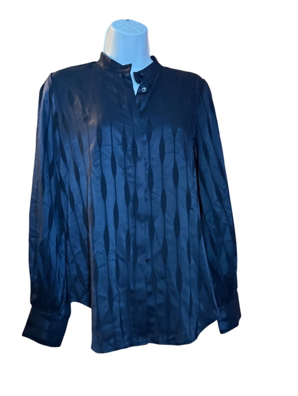 Ann Taylor Navy Blue Long Sleeve Button-Up Blouse